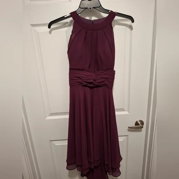 Dresses & Skirts - 3/$15 XS Burgundy Halter Neck Party Dress Sleeveless High Low‎ Formal Gown
